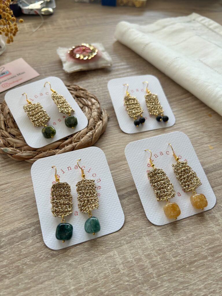 Pendientes Tejidos Piedra